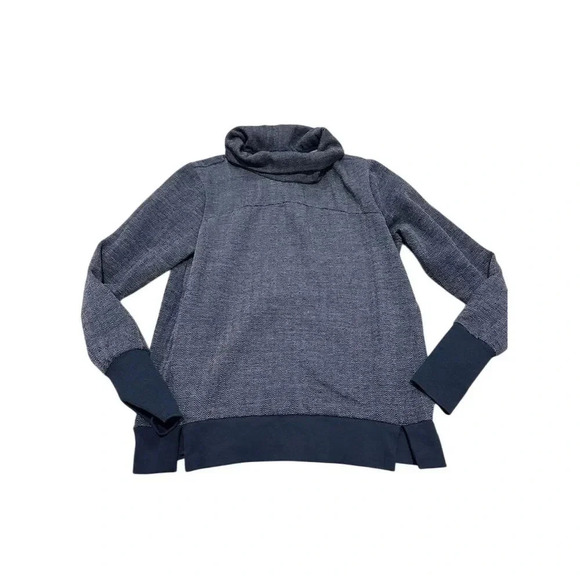 Avia‎ Women's M, 8-10 Blue Herringbone Cowl Neck Pullover Sweatshirt Thumb Holes - Picture 1 of 5
